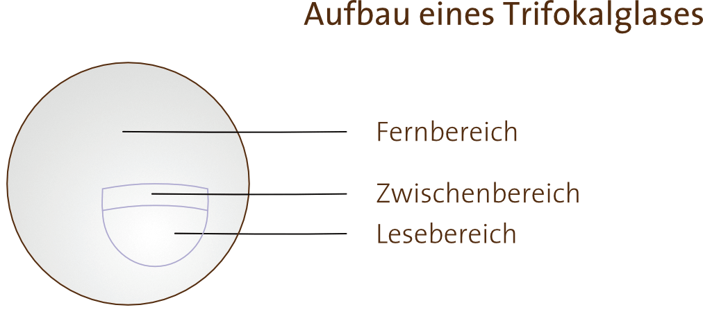 Aufbau einen Trifokal Brillenglases bei einer Trifokalbrille - Optik Sagawe in Rostock